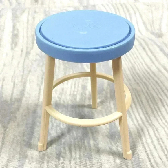 Barbie Furniture bar stool seat Chair Blue Cream Classic Replacement Seat Ken - Picture 1 of 5